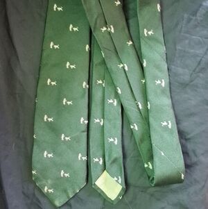 Vintage Brooks Brothers Makers Green Tie with Bull And Bear Design